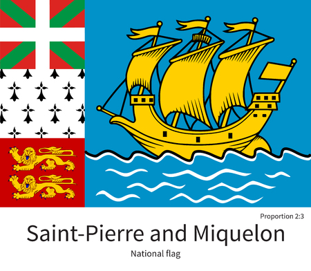 National flag of Saint-Pierre and Miquelon with correct proportions, element, colors for education books and official documentationのイラスト素材