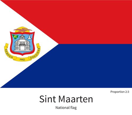 National flag of Sint Maarten with correct proportions, element, colors for education books and official documentationのイラスト素材