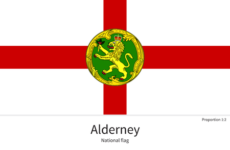 National flag of Alderney with correct proportions, element, colors for education books and official documentationのイラスト素材