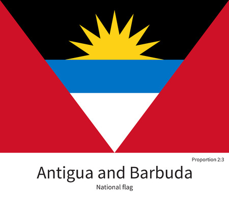 National flag of Antigua and Barbuda with correct proportions, element, colors for education books and official documentationのイラスト素材