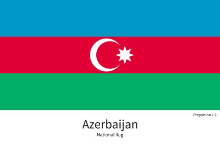 National flag of Azerbaijan with correct proportions, element, colors for education books and official documentationのイラスト素材