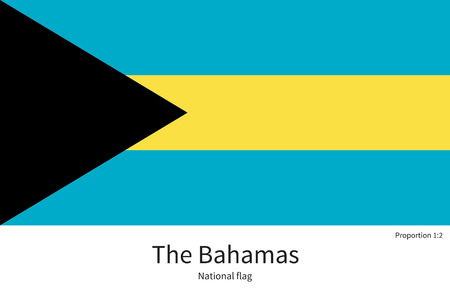 National flag of Bahamas with correct proportions, element, colors for education books and official documentationのイラスト素材