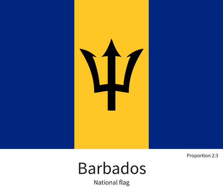 National flag of Barbados with correct proportions, element, colors for education books and official documentationのイラスト素材