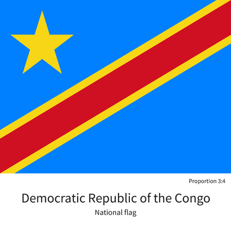 National flag of Democratic Republic of the Congo with correct proportions, element, colors for education books and official documentationのイラスト素材