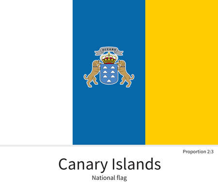National flag of Canary Islands with correct proportions, element, colors for education books and official documentationのイラスト素材