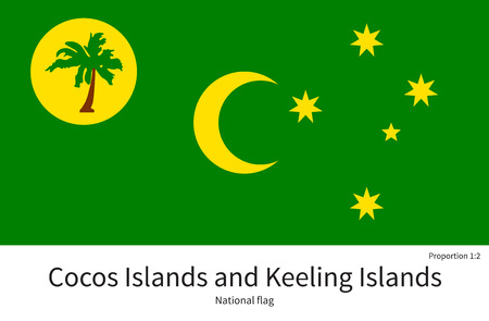 National flag of Cocos Islands and Keeling Islands with correct proportions, element, colors for education books and official documentationのイラスト素材