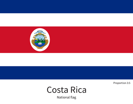 National flag of Costa Rica with correct proportions, element, colors for education books and official documentationのイラスト素材