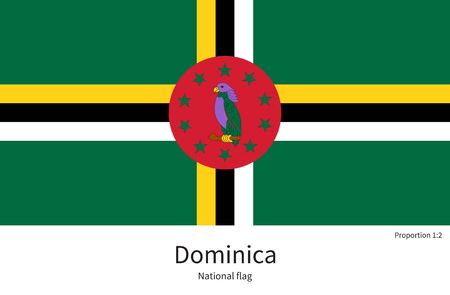 National flag of Dominica with correct proportions, element, colors for education books and official documentationのイラスト素材