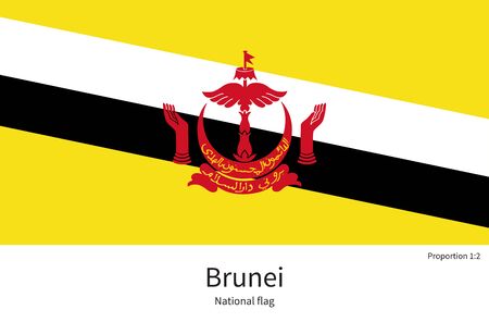 National flag of Brunei with correct proportions, element, colors for education books and official documentationのイラスト素材