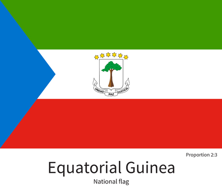 National flag of Equatorial Guinea with correct proportions, element, colors for education books and official documentationのイラスト素材