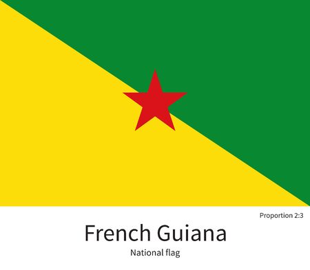 National flag of French Guiana with correct proportions, element, colors for education books and official documentationのイラスト素材