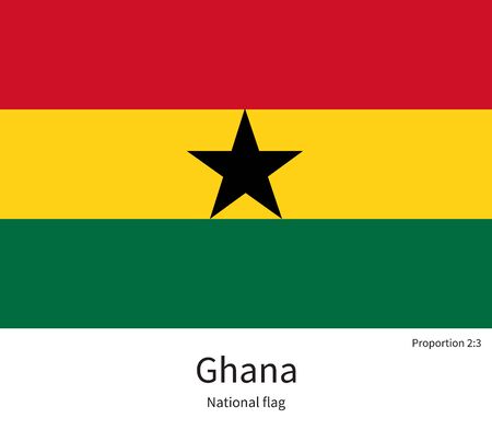 National flag of Ghana with correct proportions, element, colors for education books and official documentationのイラスト素材