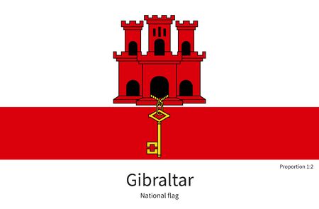 National flag of Gibraltar with correct proportions, element, colors for education books and official documentationのイラスト素材