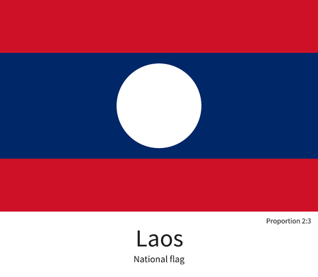 National flag of Laos with correct proportions, element, colors for education books and official documentationのイラスト素材