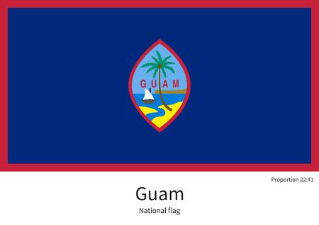 National flag of Guam with correct proportions, element, colors for education books and official documentationのイラスト素材
