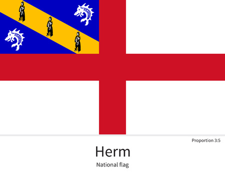 National flag of Herm with correct proportions, element, colors for education books and official documentationのイラスト素材