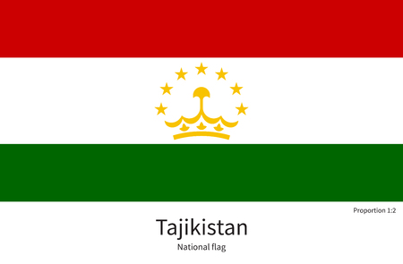 National flag of Tajikistan with correct proportions, element, colors for education books and official documentationのイラスト素材