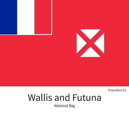 National flag of Wallis and Futuna with correct proportions, element, colors for education books and official documentationのイラスト素材