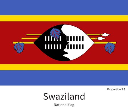 National flag of Swaziland with correct proportions, element, colors for education books and official documentationのイラスト素材