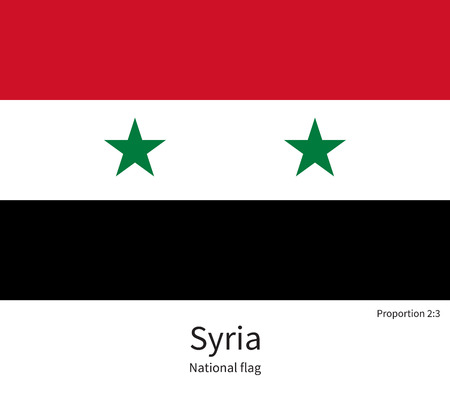 National flag of Syria with correct proportions, element, colors for education books and official documentationのイラスト素材