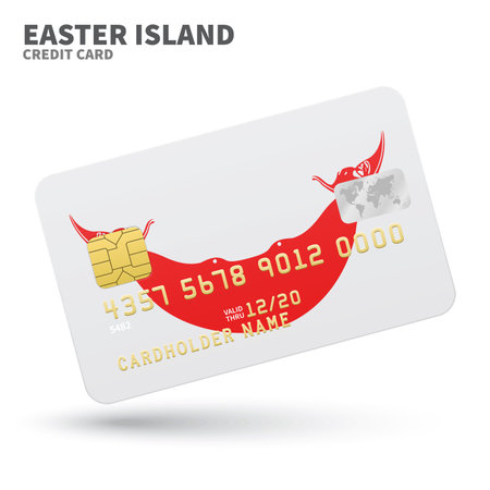 Credit card with Easter Island flag background for bank, presentations and business. Isolated on white background vector illustration.のイラスト素材