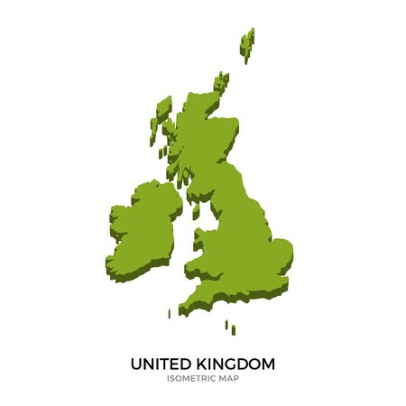 Isometric map of United Kingdom detailed vector illustration. Isolated 3D isometric country concept for infographicのイラスト素材
