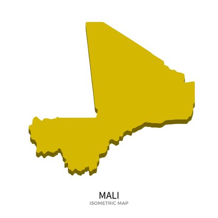 Isometric map of Mali detailed vector illustration. Isolated 3D isometric country concept for infographicのイラスト素材