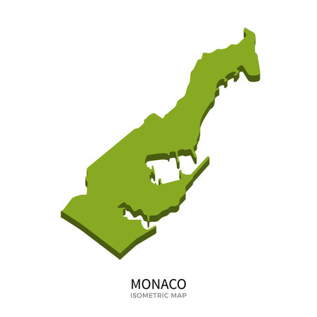 Isometric map of Monaco detailed vector illustration. Isolated 3D isometric country concept for infographicのイラスト素材
