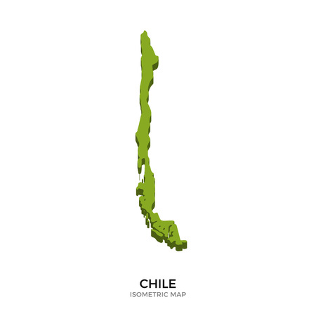 Isometric map of Chile detailed vector illustration. Isolated 3D isometric country concept for infographicのイラスト素材