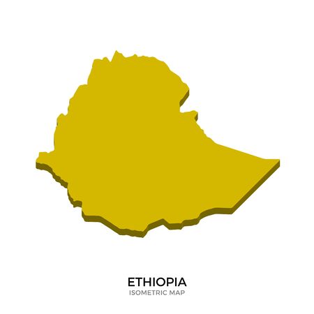 Isometric map of Ethiopia detailed vector illustration. Isolated 3D isometric country concept for infographicのイラスト素材