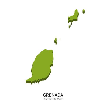 Isometric map of Grenada detailed vector illustration. Isolated 3D isometric country concept for infographicのイラスト素材
