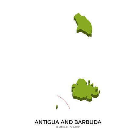 Isometric map of Antigua and Barbuda detailed vector illustration. Isolated 3D isometric country concept for infographicのイラスト素材