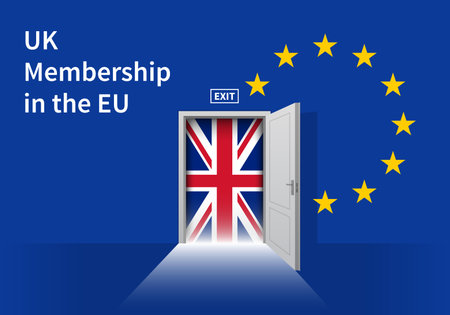 Flag of the United Kingdom and the European Union. United Kingdom Flag and EU Flag. Abstract United Kingdom exit in a wall. UK flagのイラスト素材