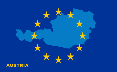 Flag of European Union with Austria on background. Vector EU flagのイラスト素材