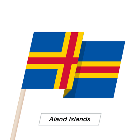 Aland Island Ribbon Waving Flag Isolated on White. Vector Illustration.のイラスト素材