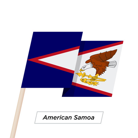 American Samoa Ribbon Waving Flag Isolated on White. Vector Illustration.のイラスト素材