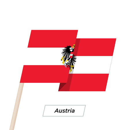 Austria Ribbon Waving Flag Isolated on White. Vector Illustration.のイラスト素材