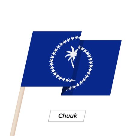 Chuuk Ribbon Waving Flag Isolated on White. Vector Illustration.のイラスト素材