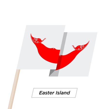 Easter Island Ribbon Waving Flag Isolated on White. Vector Illustration.のイラスト素材
