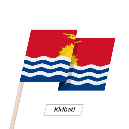 Kiribati Ribbon Waving Flag Isolated on White. Vector Illustration.のイラスト素材