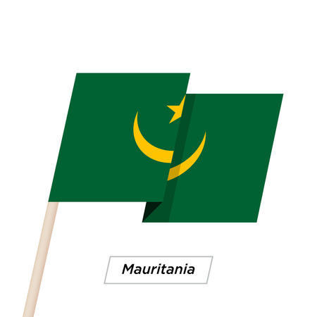 Mauritania Ribbon Waving Flag Isolated on White. Vector Illustration.のイラスト素材
