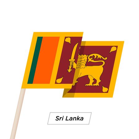 Sri Lanka Ribbon Waving Flag Isolated on White. Vector Illustration.のイラスト素材