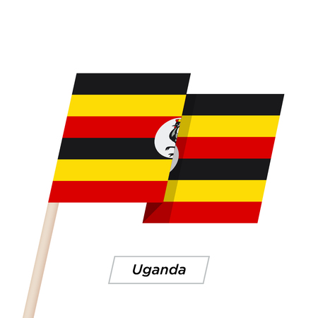 Uganda Ribbon Waving Flag Isolated on White. Vector Illustration.のイラスト素材