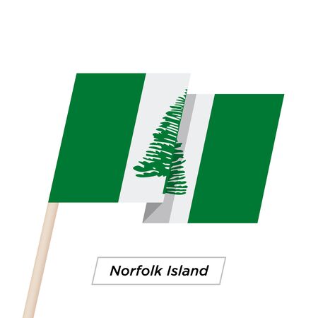 Norfolk Island Ribbon Waving Flag Isolated on White. Vector Illustration.のイラスト素材