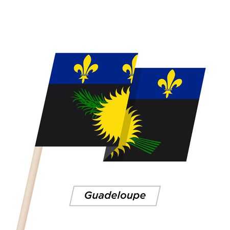 Guadeloupe Ribbon Waving Flag Isolated on White. Vector Illustration.のイラスト素材