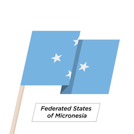 Federated States of Micronesia Ribbon Waving Flag Isolated on White. Vector Illustration.のイラスト素材