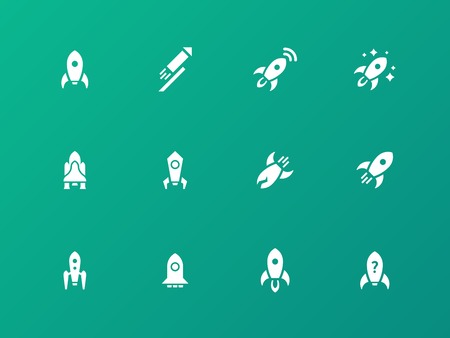 Rocket icons on green background.のイラスト素材