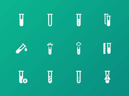 Test-tube icons on green  pattern.のイラスト素材