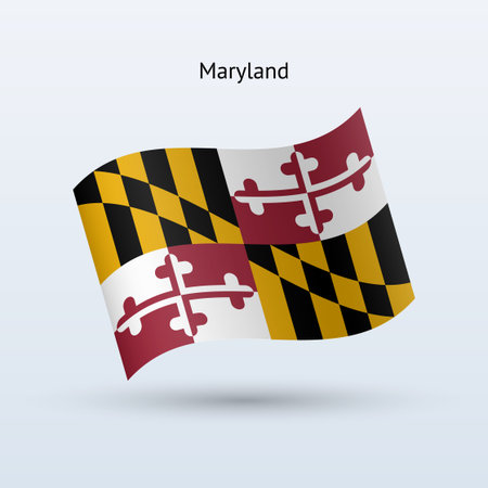 State of Maryland flag waving form. Vector illustration.のイラスト素材