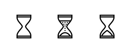 Hourglass, sandglass, glass clock variation icons on white